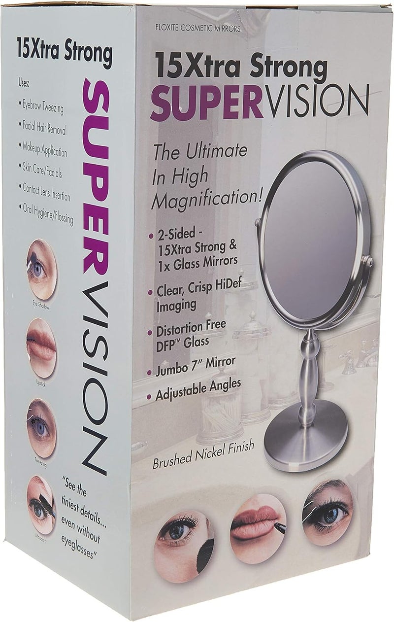 Upper Canada Floxite Dual-Sided Vanity Mirror with 1x and 15x Magnification in Brushed Nickel - Image 4